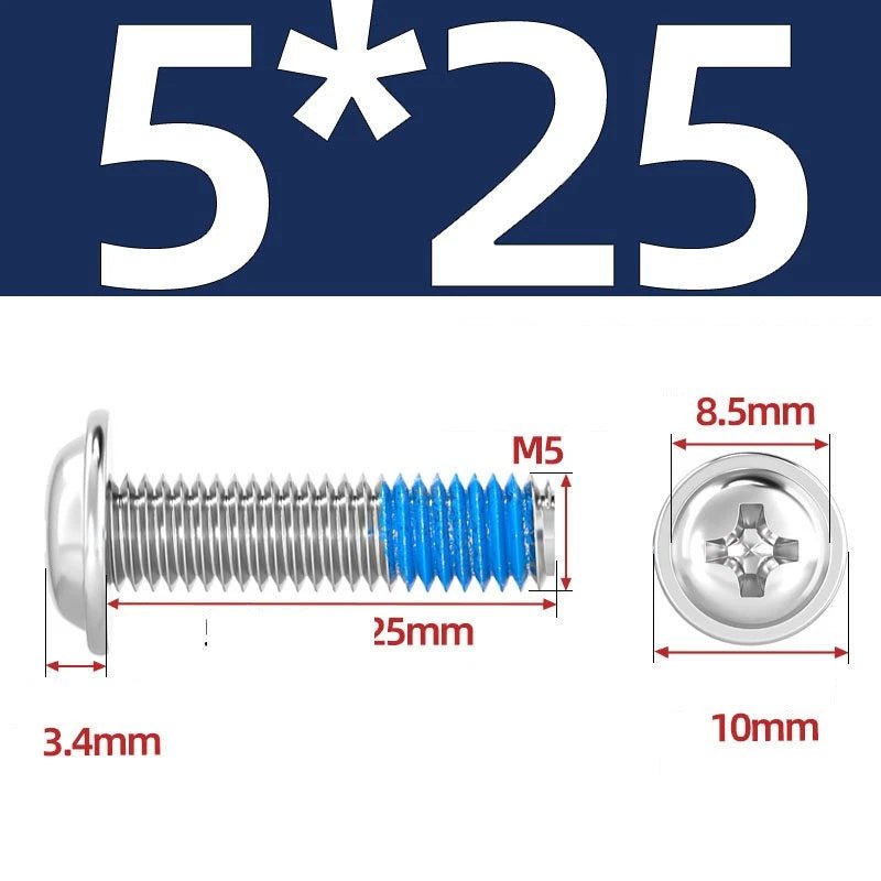 A2 Stainless Steel Phillips Flanged Button Head Machine Screws — M2 to M6, Built - In Washer Face - HomeDIYer