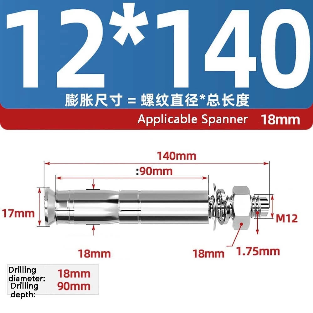 Stainless Steel Expansion Anchor Bolts — M8 to M20, 201 & 304, A/B Type
