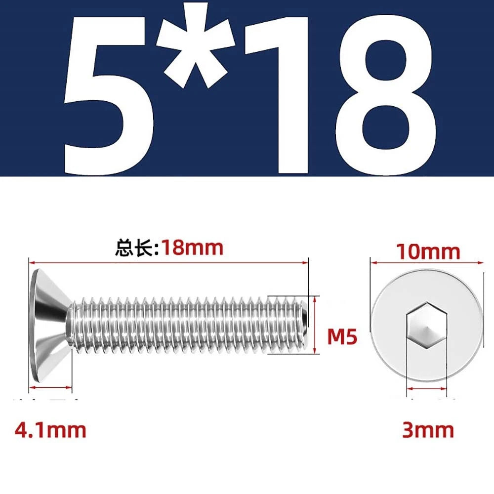A4 Stainless Steel Countersunk Hex Socket Screws – Marine Grade, M2 to M16 (DIN 7991)