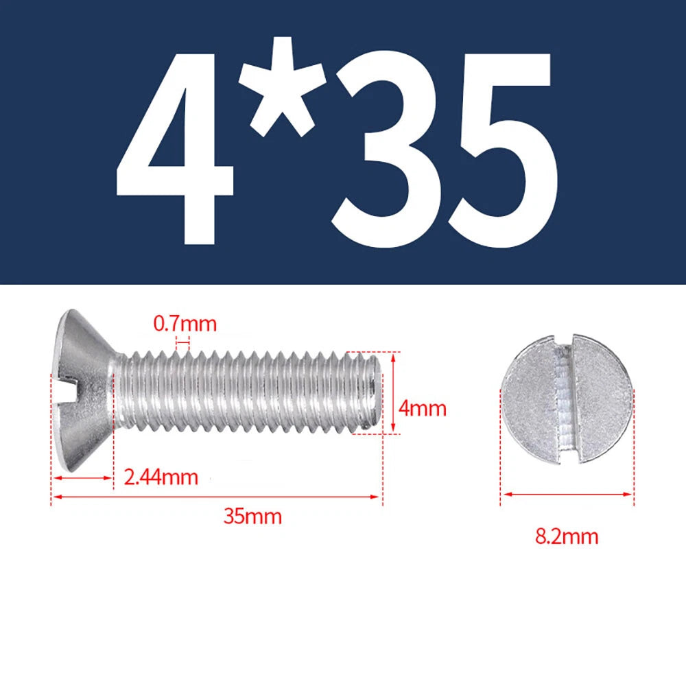 M1.6–M8 A2 Stainless Steel Flat Head Slotted Machine Screws | Countersunk Bolts