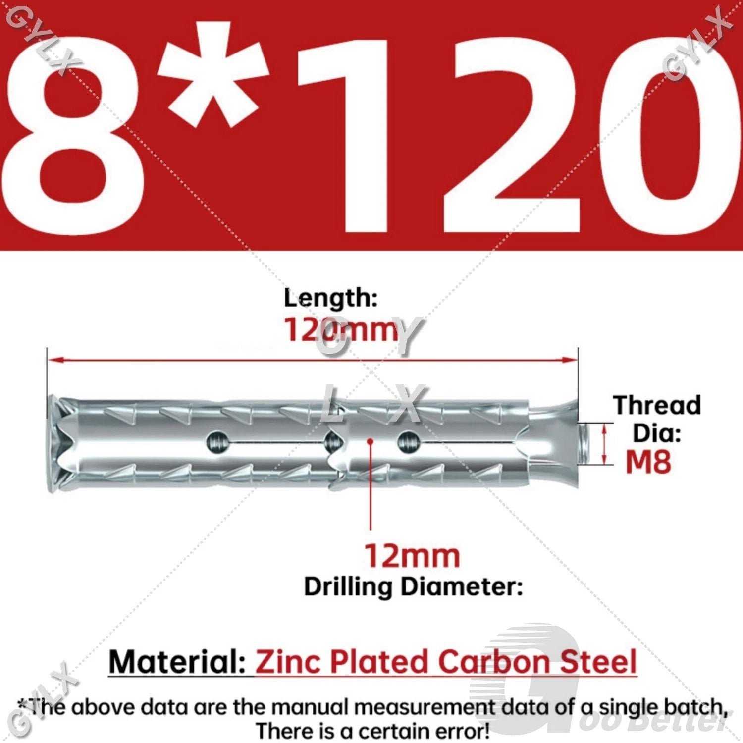 Galvanized Masonry Concrete Expansion Bolts — M6 M8 M10 M12 Wall Anchor Screws