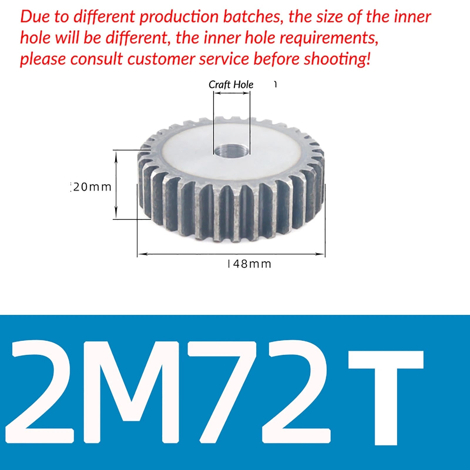 Mod 2 45# Steel Spur Gears Pinion Gear Thickn 20mm 10T - 100T Transmission Gear