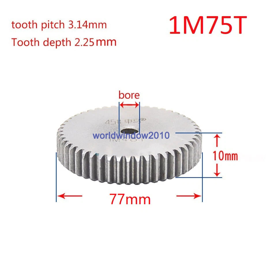45# Steel Spur Gear 1M12T-1M100T Metal Mod 1 Pinion Gear 12-100 Tooth Moter Gear