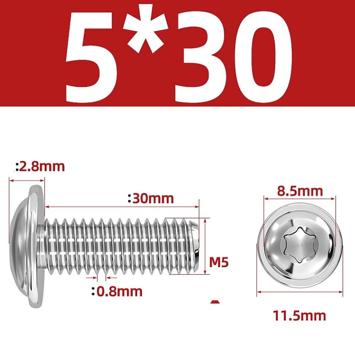 Torx Flanged Button Head Screws — 18 - 8 Stainless Steel, ISO 7380 - 2, M2 to M8 - HomeDIYer