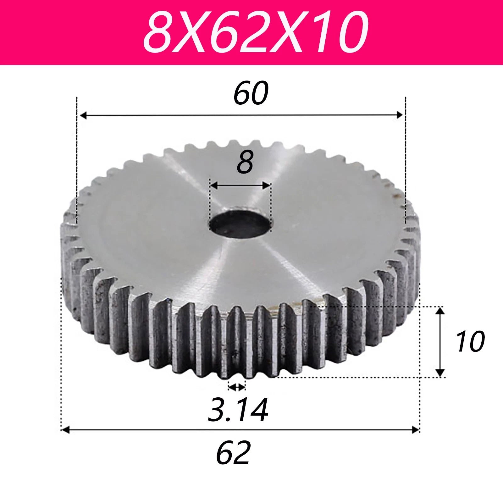 1 Modul 45# Steel Spur Gears Pinion Gear Thick 10mm 8-200 Teeth Dia 18~153mm