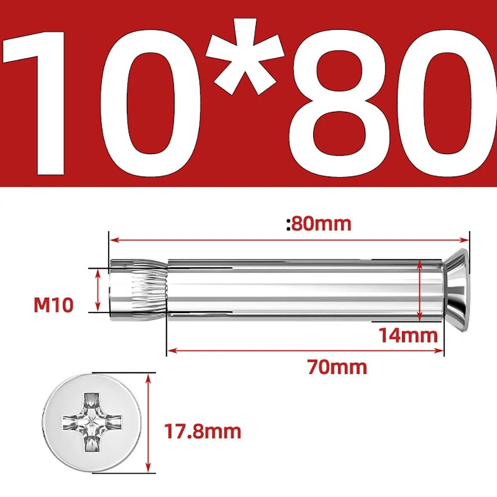 Sleeve Anchor Countersunk Phillips Expansion Bolts M6–M12 | 304/201 SS & Zinc
