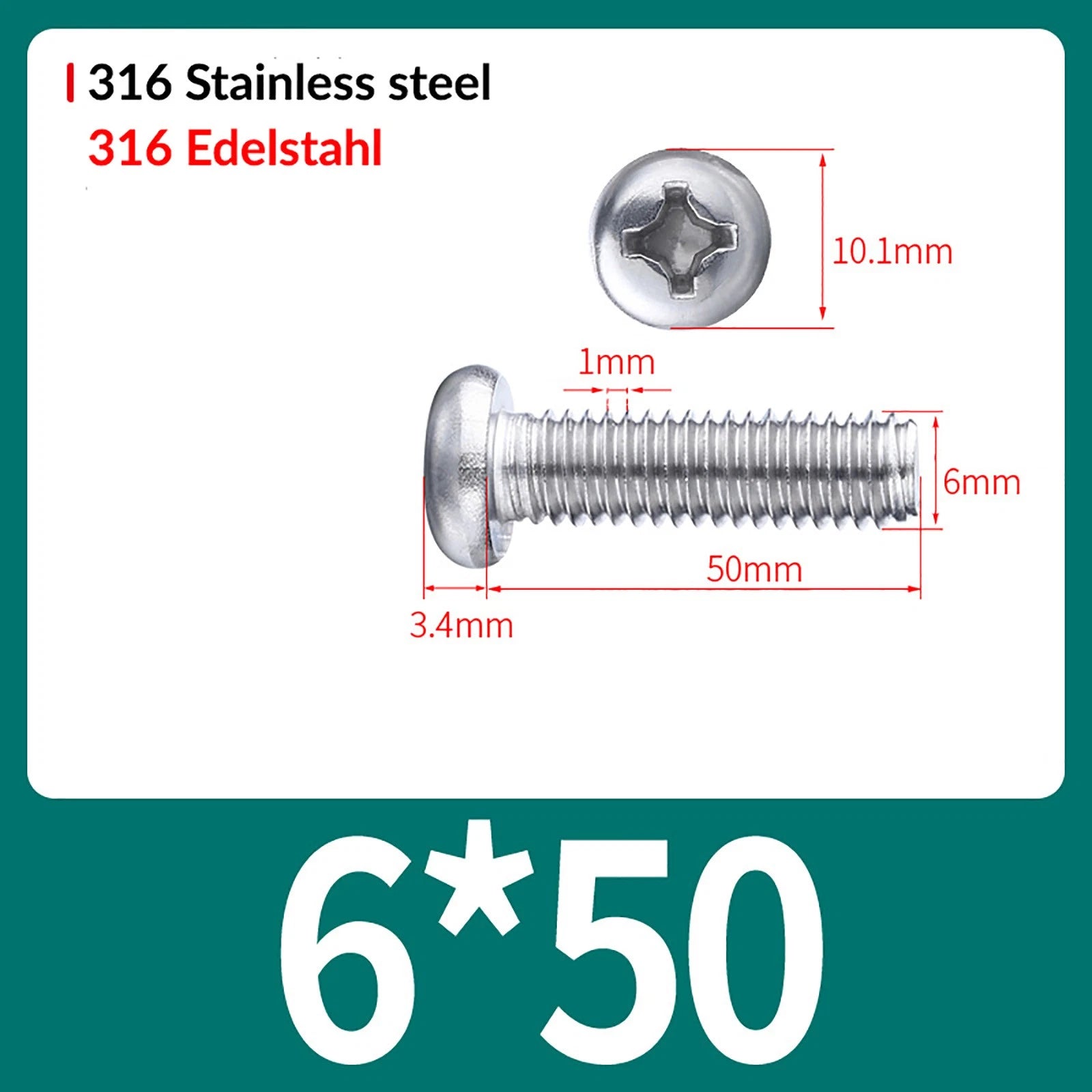 M2 M3 M4 M5 M6 M8 A4 Stainless Steel Phillips Pan Head Machine Screws – DIN 7985, Fully Threaded (4–80mm)