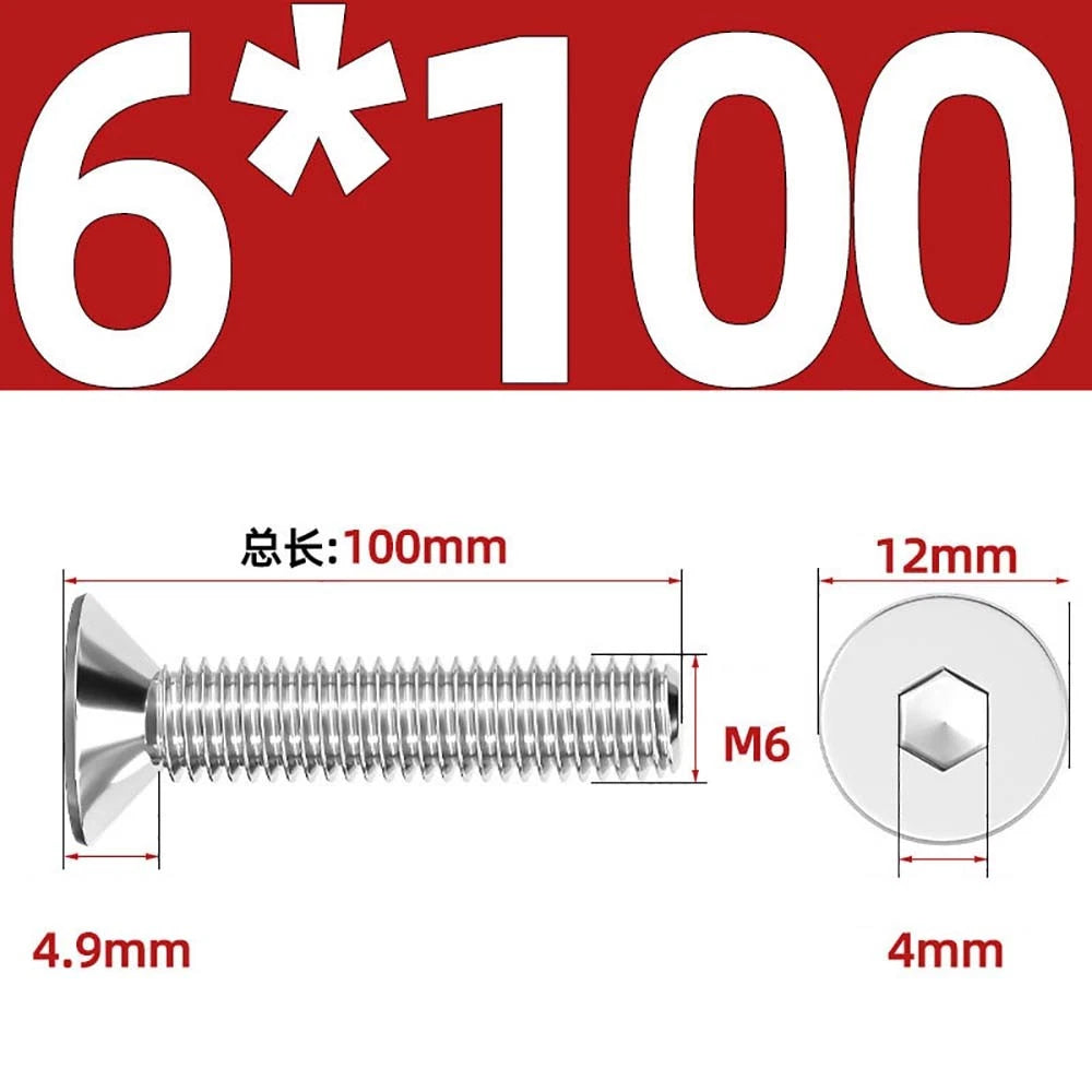 Countersunk Hex Socket Screws – A2 Stainless Steel, M2 to M16, DIN 7991, Fully Threaded
