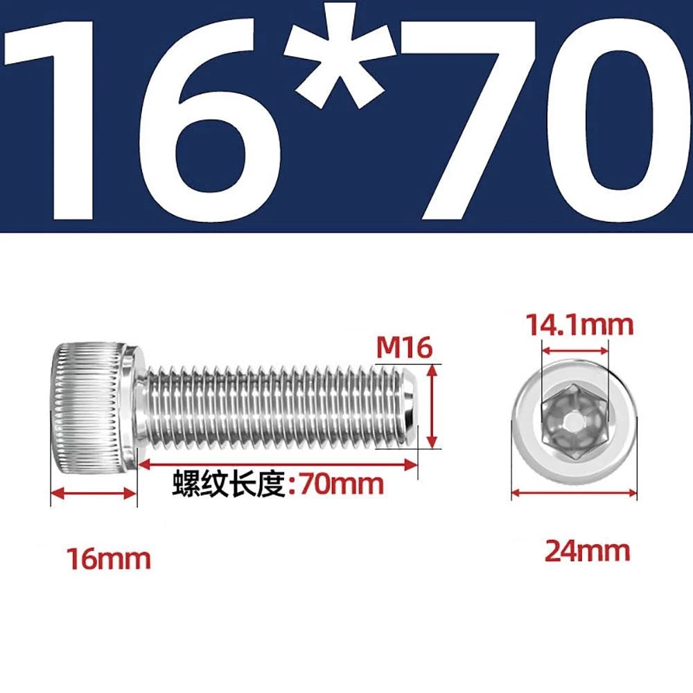 Socket Head Cap Screws – A2 Stainless Steel, M6 to M24, Hex Drive (DIN 912)