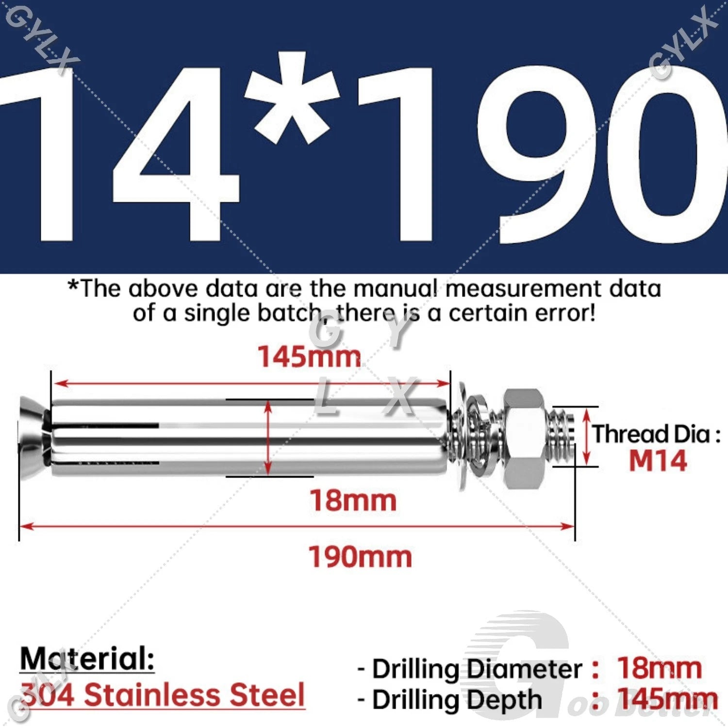 Concrete Expansion Bolts Wall Anchor Screws — M6 to M20 | Stainless Steel & Zinc Plated