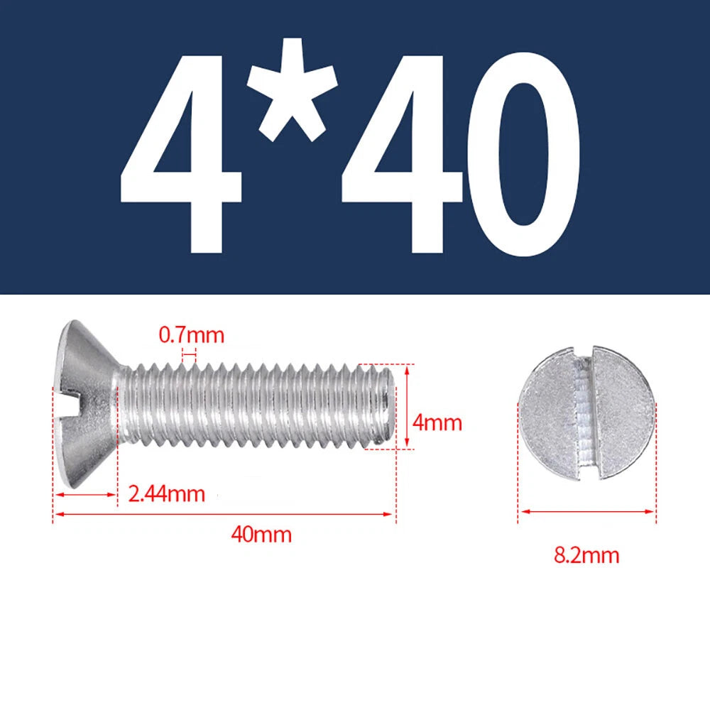 M1.6–M8 A2 Stainless Steel Flat Head Slotted Machine Screws | Countersunk Bolts