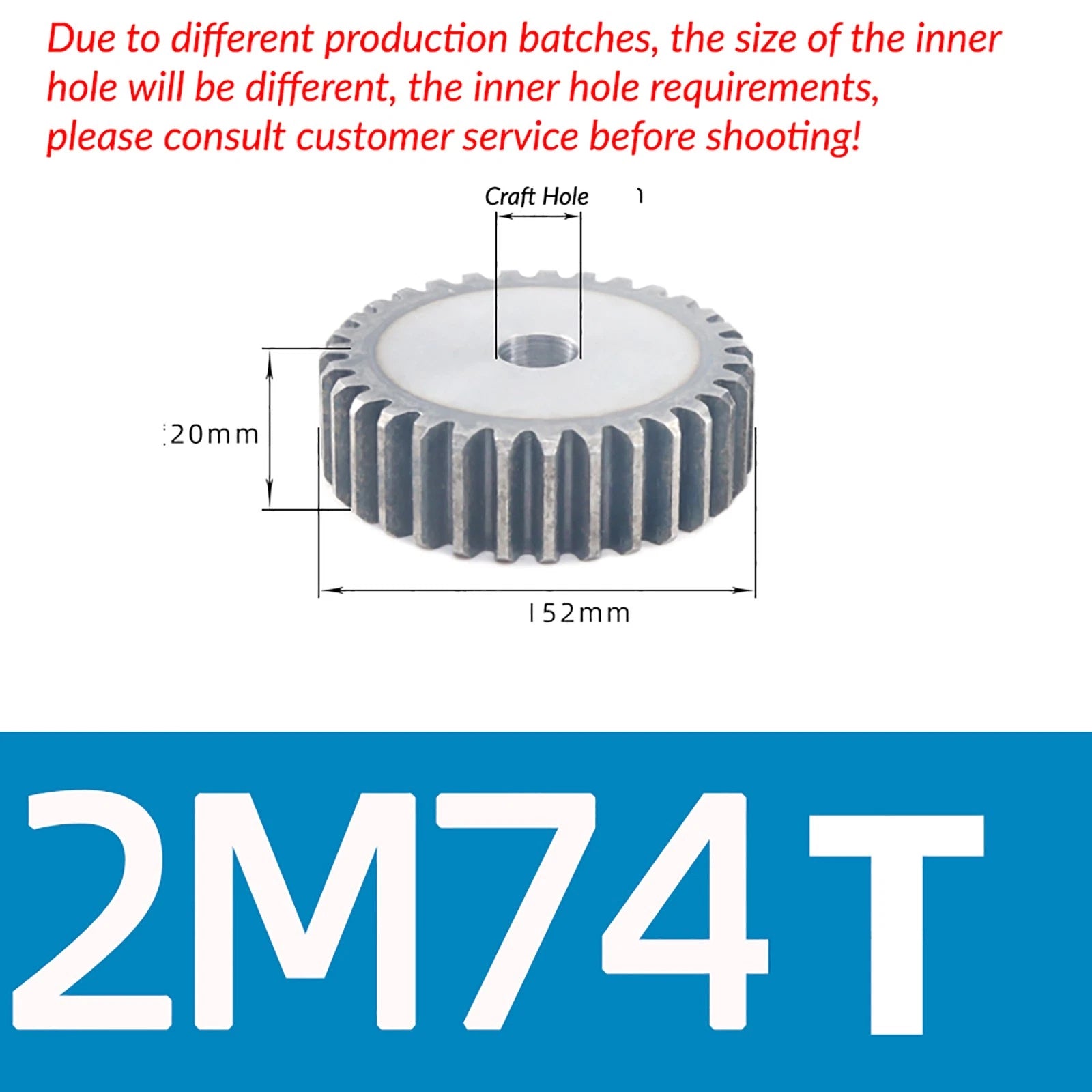 Mod 2 45# Steel Spur Gears Pinion Gear Thickn 20mm 10T - 100T Transmission Gear