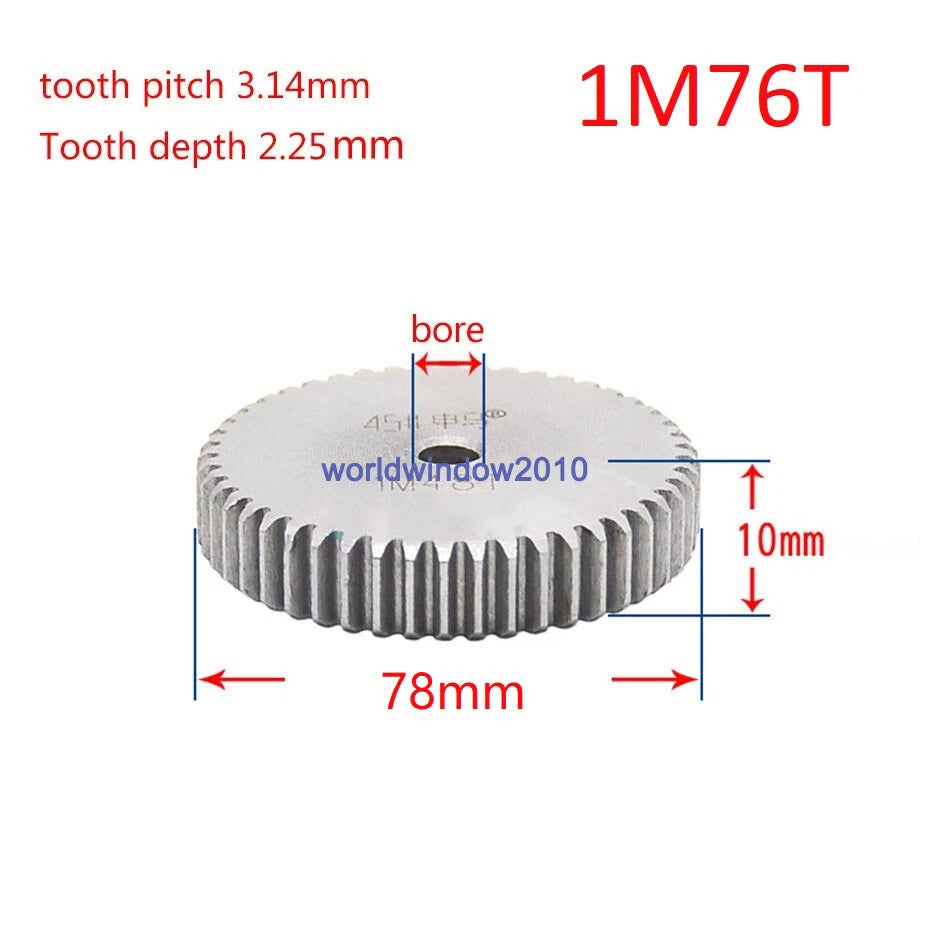 45# Steel Spur Gear 1M12T-1M100T Metal Mod 1 Pinion Gear 12-100 Tooth Moter Gear
