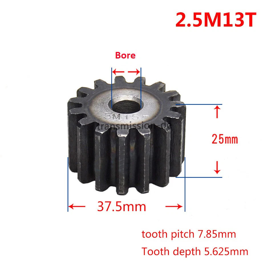 Mod 2/2.5/3/4/5 Spur Gear 10T-63T 45# Steel Pinion Gear Metal Gear Thick 20-40mm