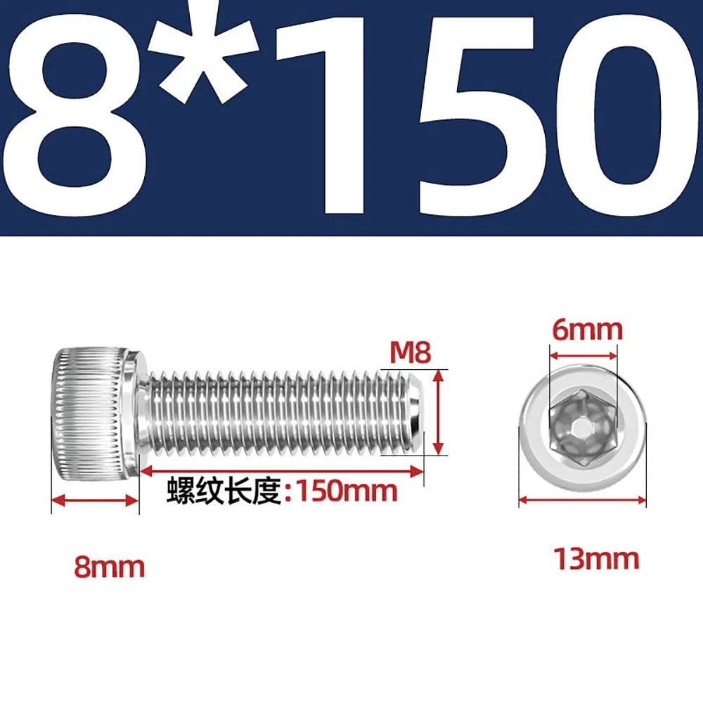 Socket Head Cap Screws – A2 Stainless Steel, M6 to M24, Hex Drive (DIN 912)