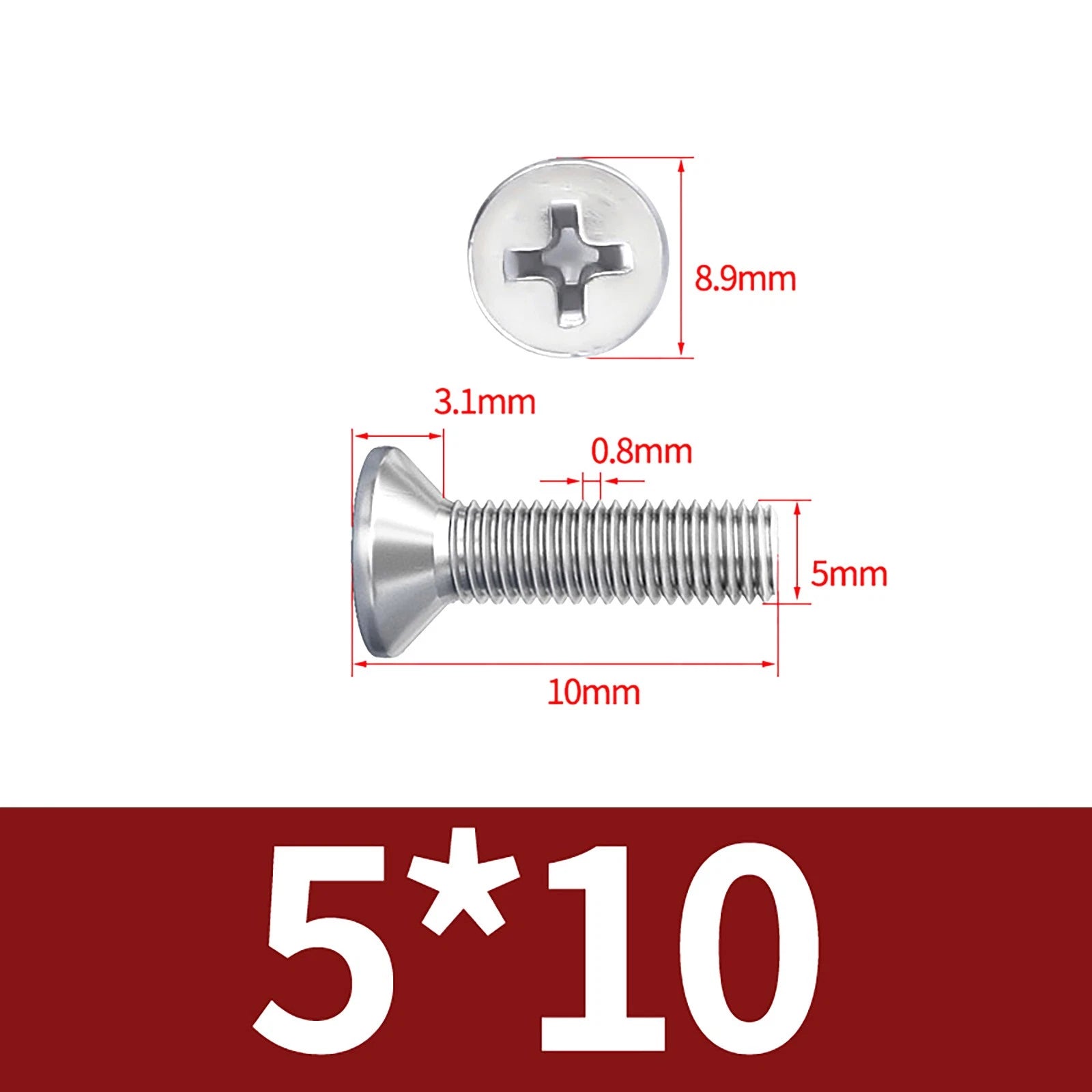 M3–M10 Phillips Countersunk Machine Screws – A2 Stainless Steel, Flat Head, Fully Threaded (3–100mm Overall Length)