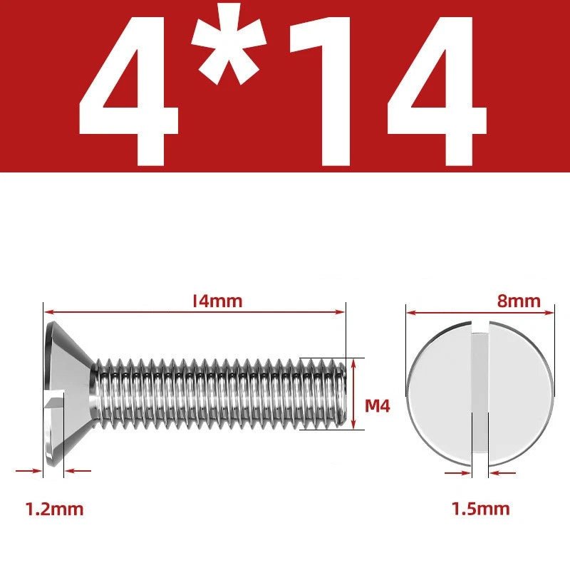 A2 Stainless Steel Slotted Countersunk Machine Screws — M1.6 to M10, Flat Head CSK Bolts - HomeDIYer