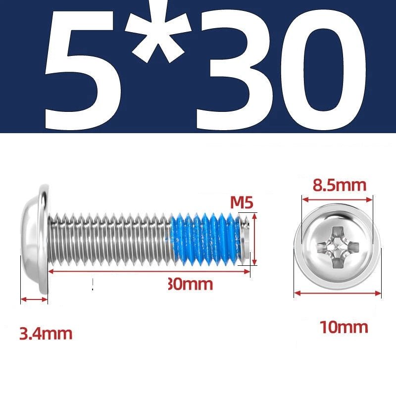 A2 Stainless Steel Phillips Flanged Button Head Machine Screws — M2 to M6, Built - In Washer Face - HomeDIYer