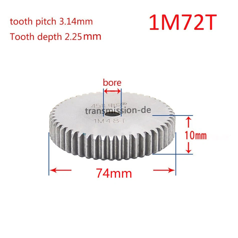 1 Mod 45# Steel Spur Gears Pinion Gear Thickness 10mm 12-160 Teeth For 3D CNC