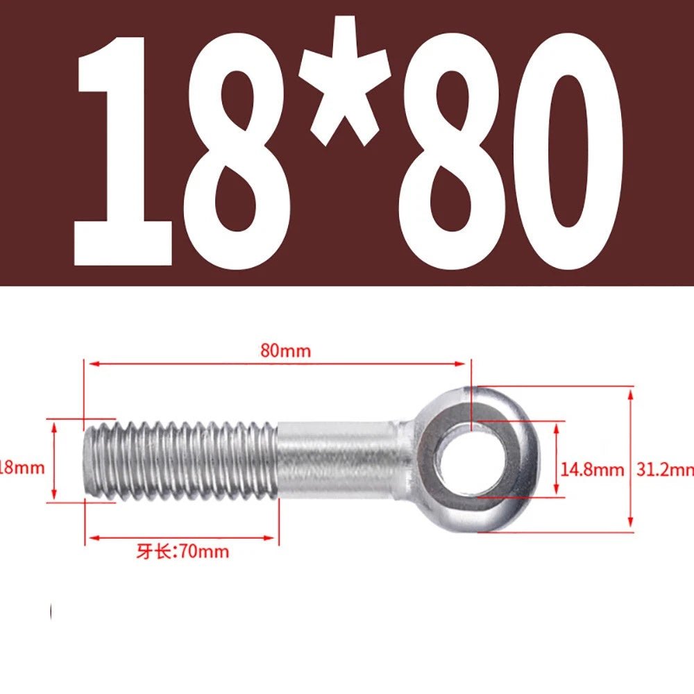 M5 - M24 A2 304 Stainless Steel Partially Threaded Forged Eye Bolts with Rings for Wire Rope & Hanging - HomeDIYer