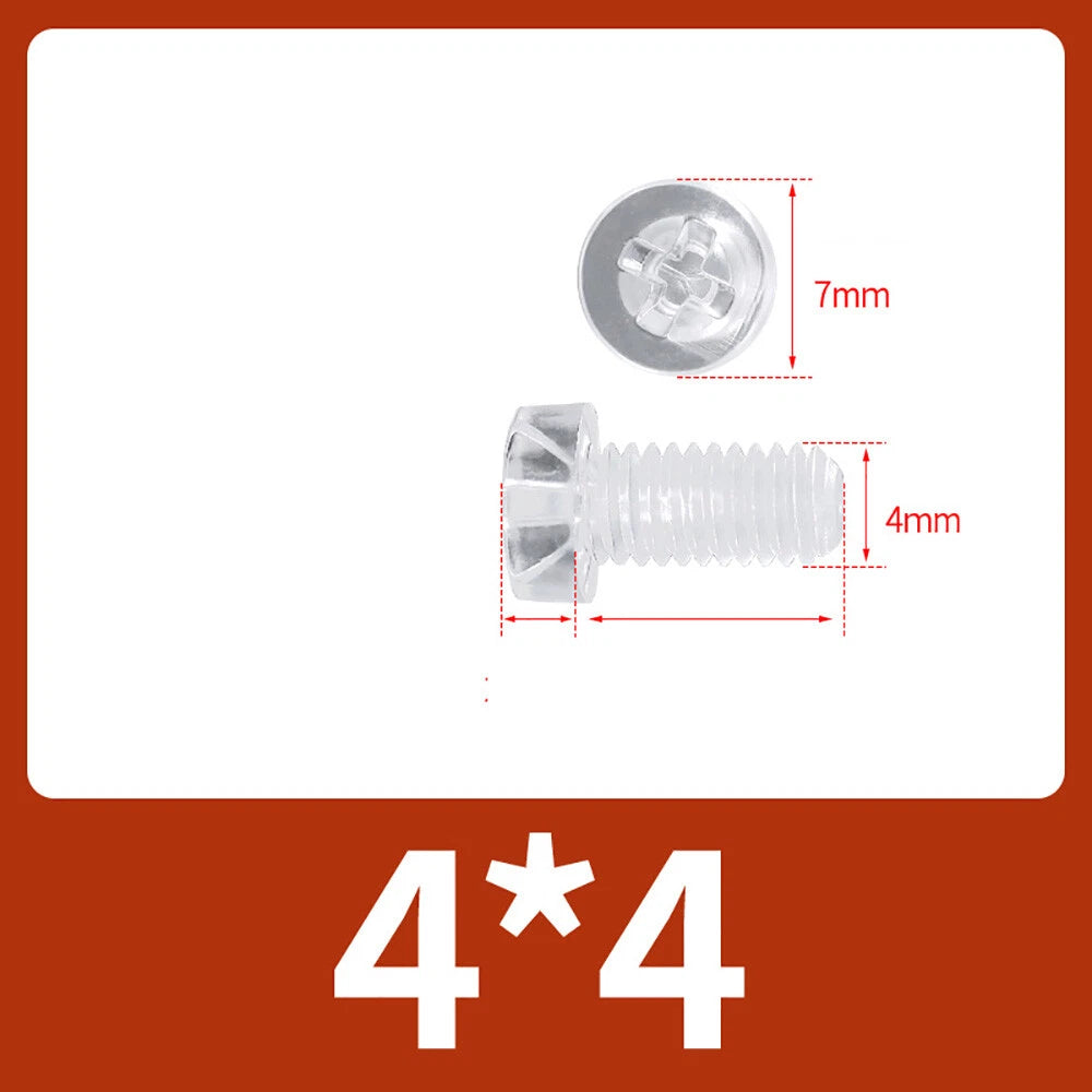 M2-M10 Clear Plastic Phillips Round/Pan Head Machine Screws Cross Screws Hex Nut