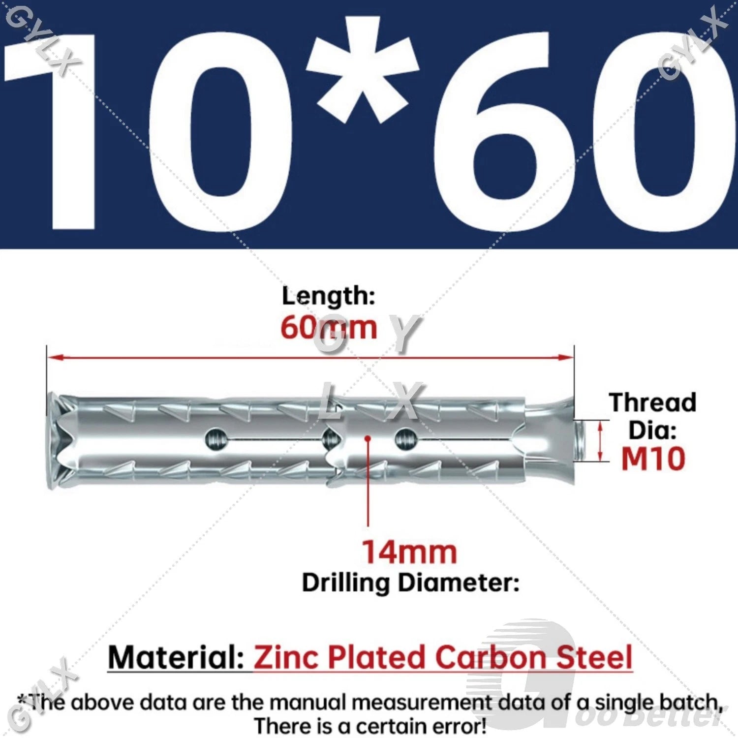 Galvanized Masonry Concrete Expansion Bolts — M6 M8 M10 M12 Wall Anchor Screws