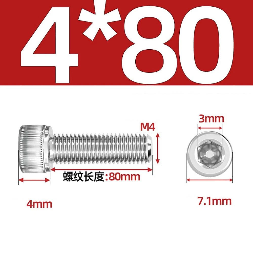 M3 M4 M5 Socket Head Cap Screws – A2 Stainless Steel, High Strength & Corrosion Resistant