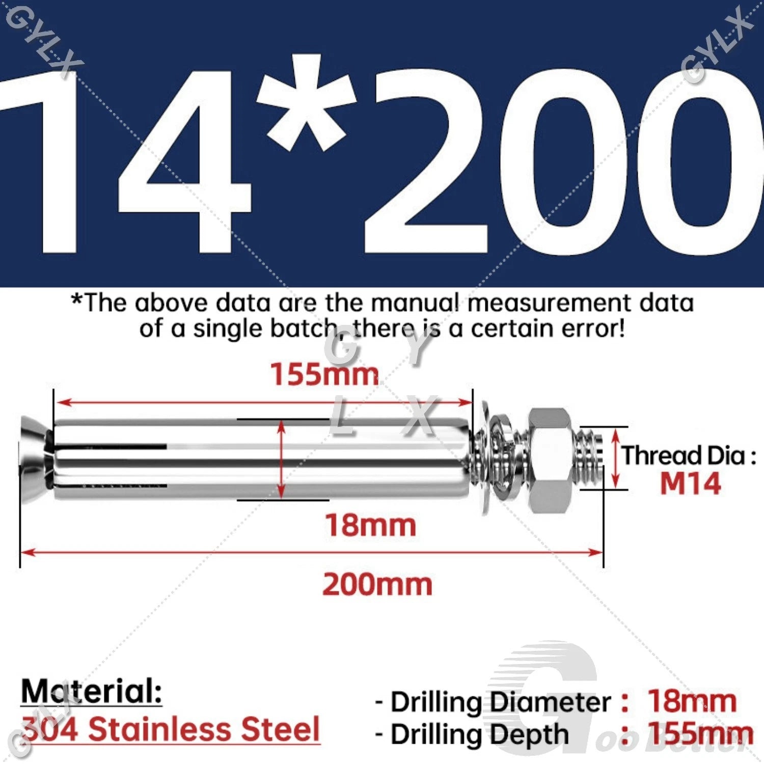 Concrete Expansion Bolts Wall Anchor Screws — M6 to M20 | Stainless Steel & Zinc Plated