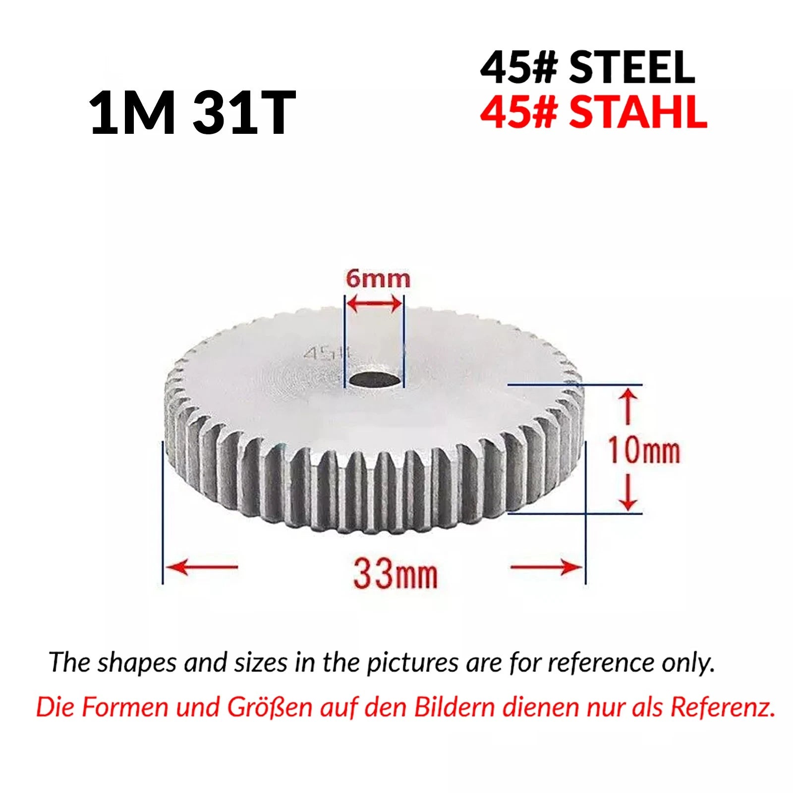 1/1.5/2 Mod 12T-150T Spur Gear 45# Steel Pinion Gear Thickn10-20mm Transmission