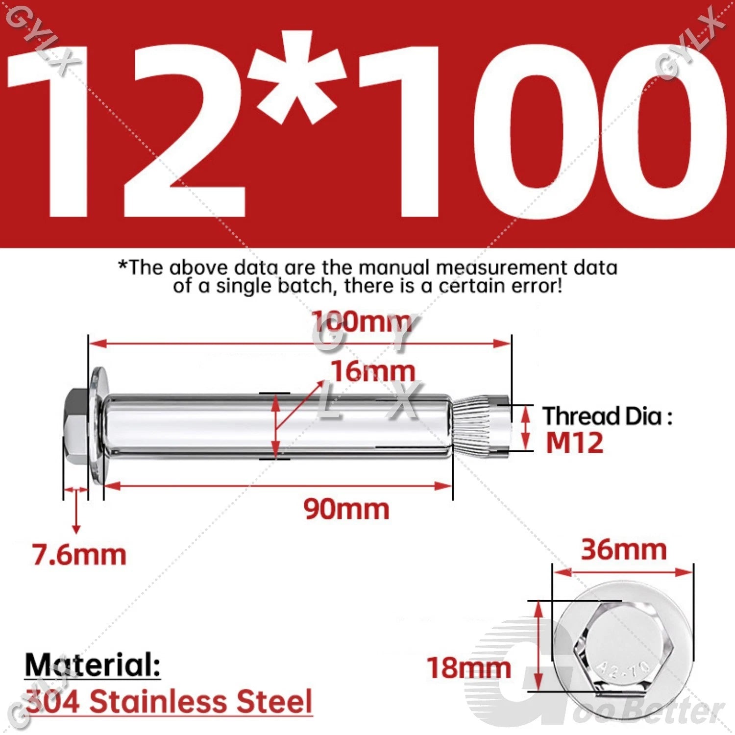 Expansion Anchor Bolts for Masonry — M6 to M16, Stainless Steel & Zinc-Coated