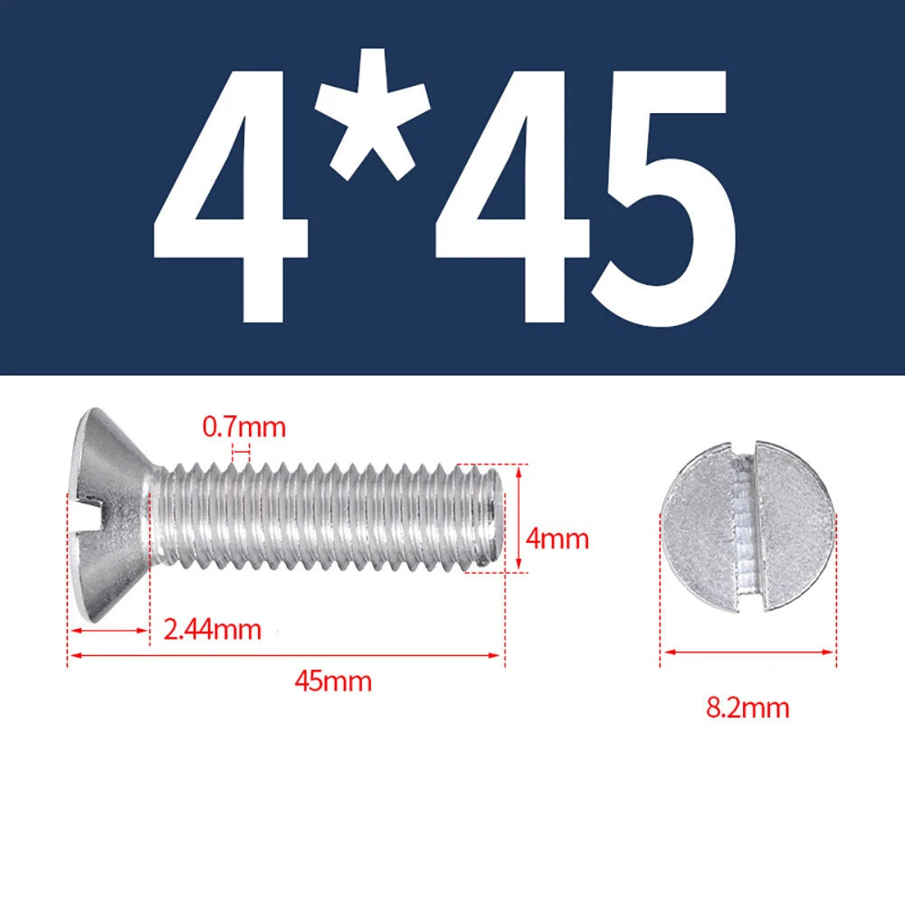 M1.6–M8 A2 Stainless Steel Flat Head Slotted Machine Screws | Countersunk Bolts