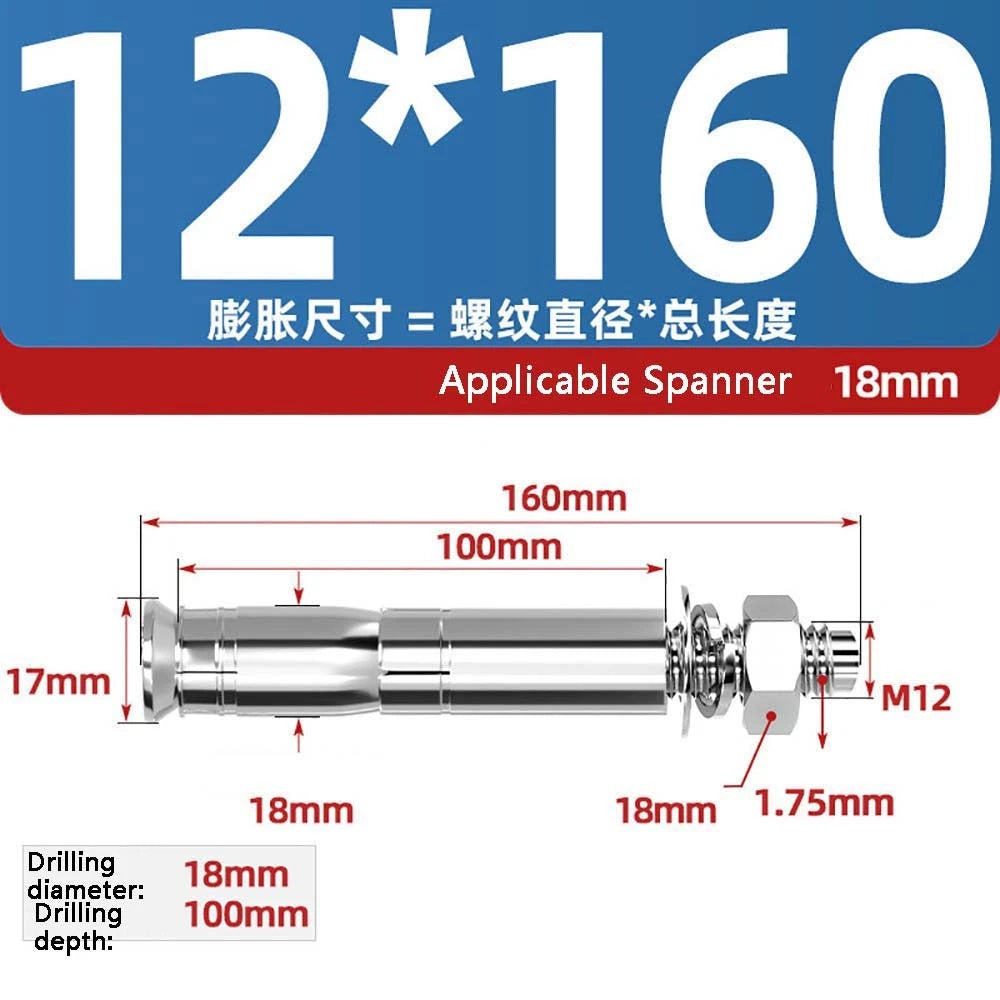 Stainless Steel Expansion Anchor Bolts — M8 to M20, 201 & 304, A/B Type