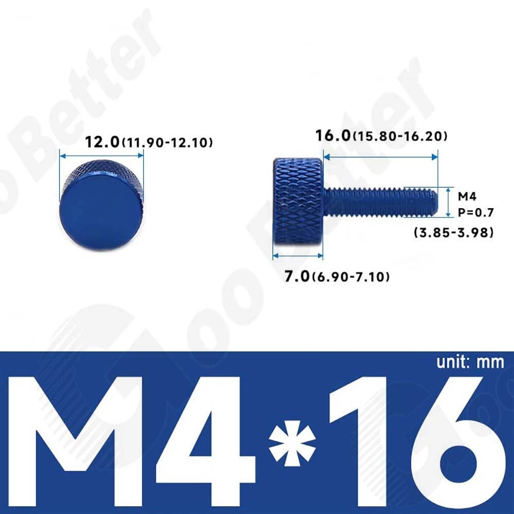 M3 M4 Knurled Thumb Screws – Aluminum Alloy Flat Head Hand Knob Bolts