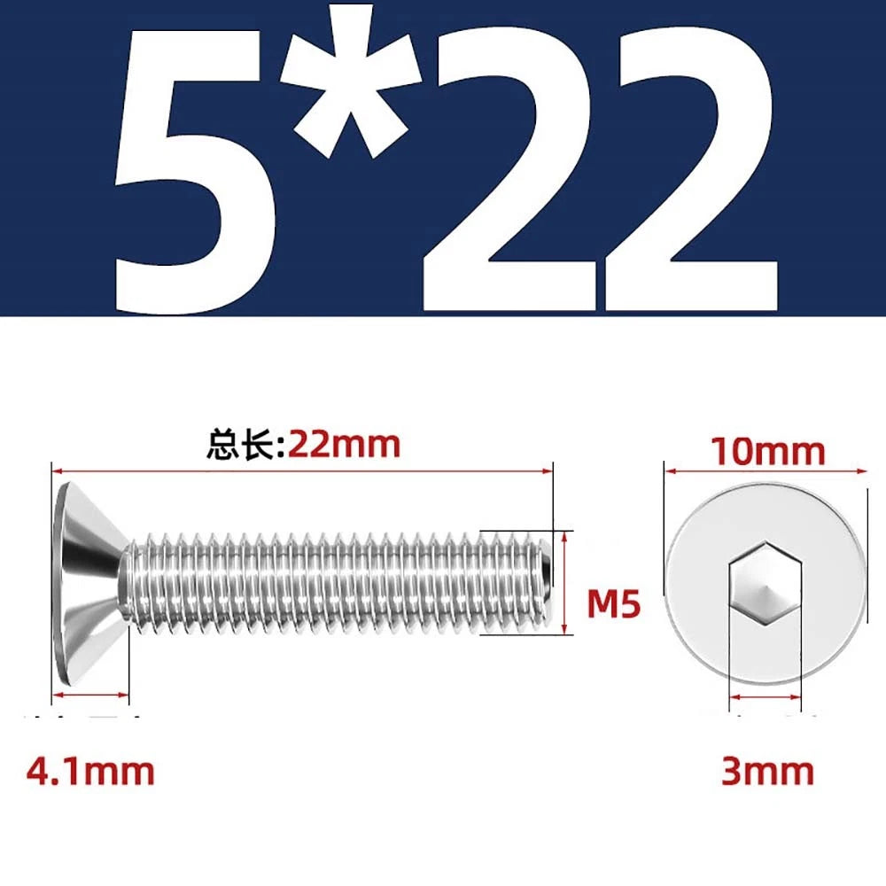 A4 Stainless Steel Countersunk Hex Socket Screws – Marine Grade, M2 to M16 (DIN 7991)