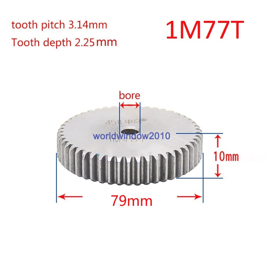 45# Steel Spur Gear 1M12T-1M100T Metal Mod 1 Pinion Gear 12-100 Tooth Moter Gear