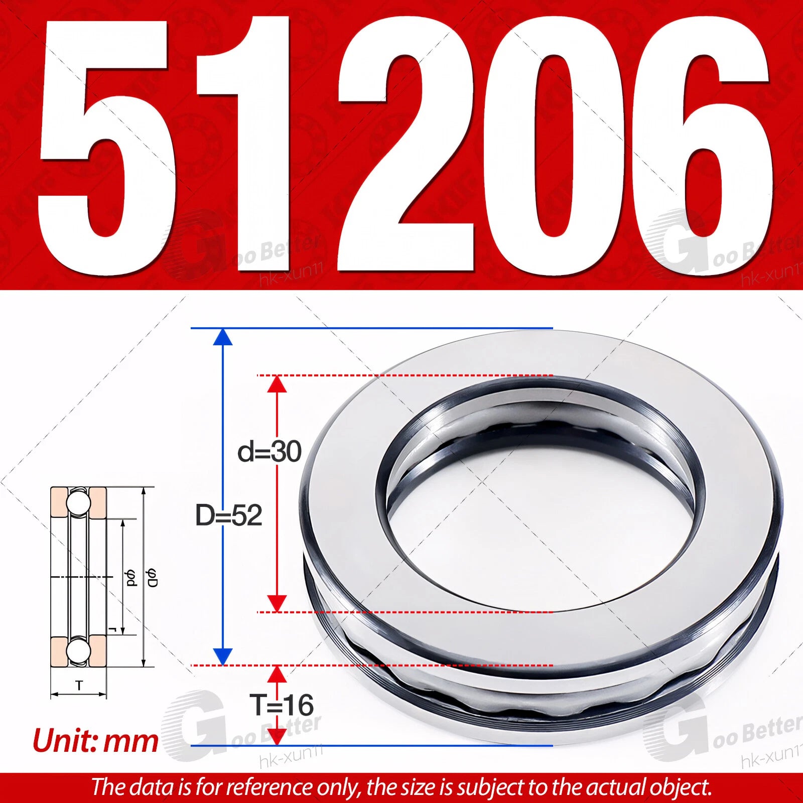 Plane Axial Ball Bearing Thrust Bearings F2-6M - F13-22M- 51100 - 51413 Series