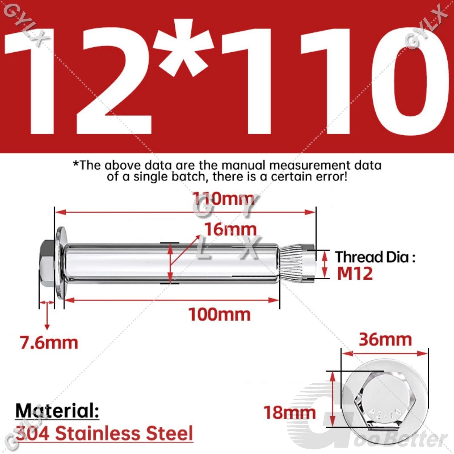 Expansion Anchor Bolts for Masonry — M6 to M16, Stainless Steel & Zinc-Coated