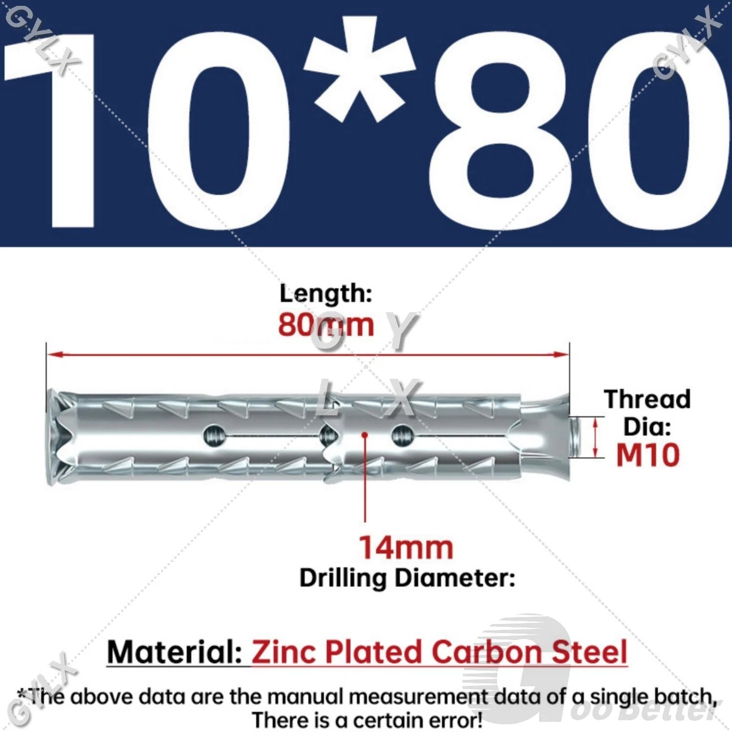 Galvanized Masonry Concrete Expansion Bolts — M6 M8 M10 M12 Wall Anchor Screws