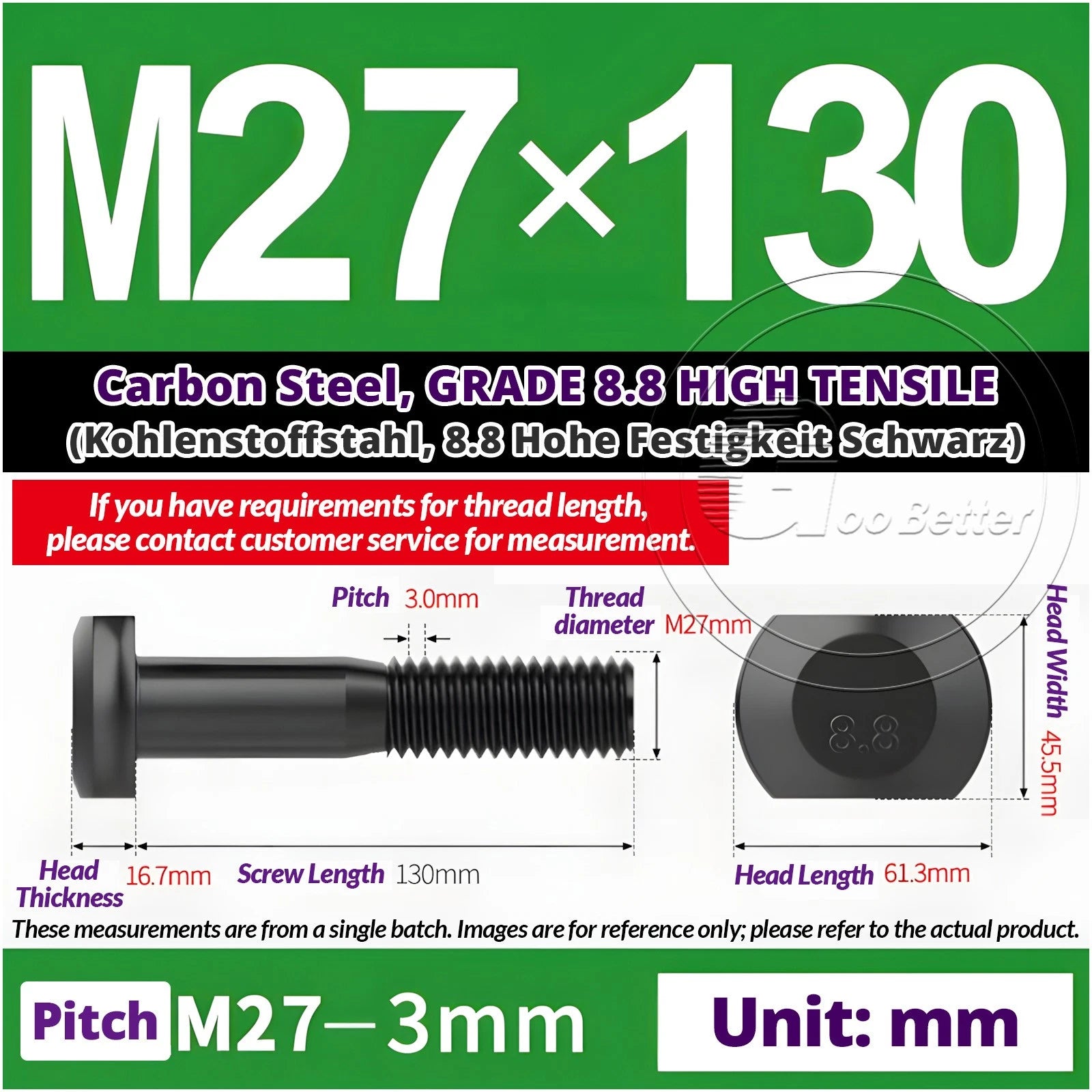 T-Slot Bolts M22 - M42 T Track Bolts 70mm to 500mm Long GRADE 8.8 HIGH TENSILE