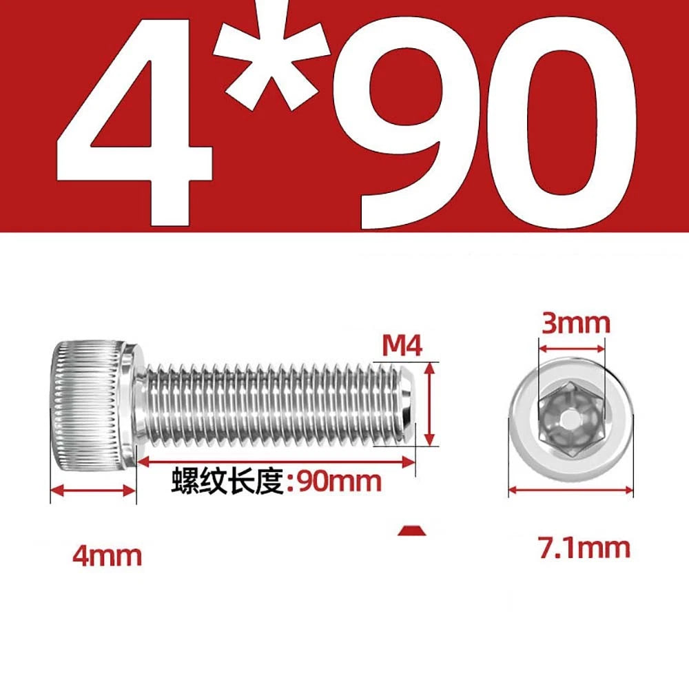 M3 M4 M5 Socket Head Cap Screws – A2 Stainless Steel, High Strength & Corrosion Resistant