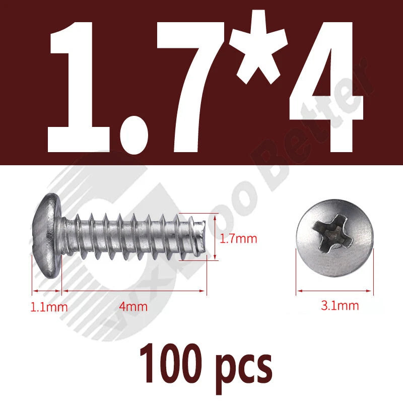 Pan Head Sheet Metal Screws Metric M1~M6 A2 Stainless Steel Sheet Metal Screws