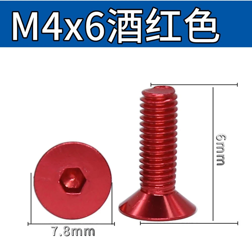 M3.5 / M4 Countersunk Hex Socket Screws — Anodized Aluminum Alloy, 10 Colors