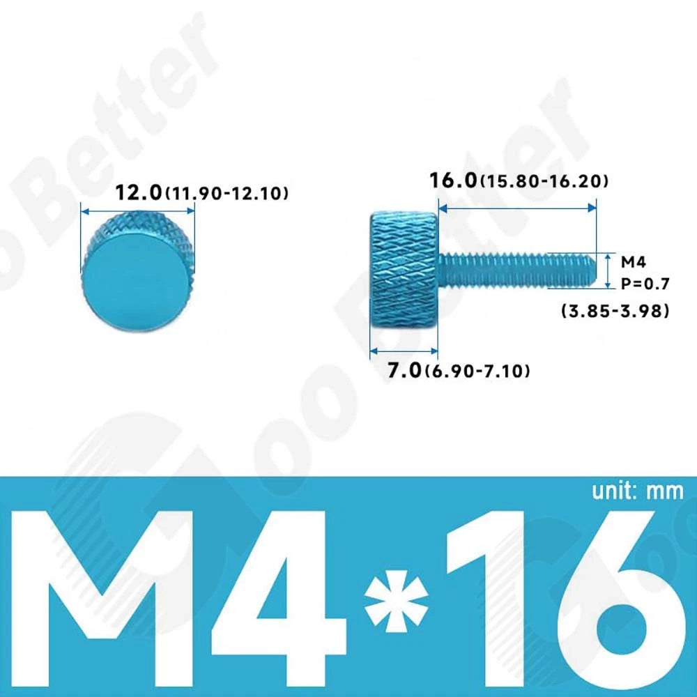 M3 M4 Knurled Thumb Screws – Aluminum Alloy Flat Head Hand Knob Bolts