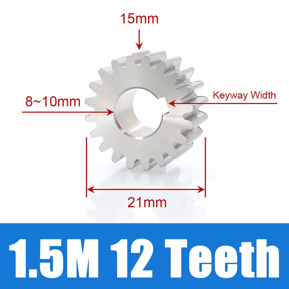 1/1.5/2 Mod 12~120 Teeth, Flat Gear Cylindrical Gear, Spur Gears Stainless Steel