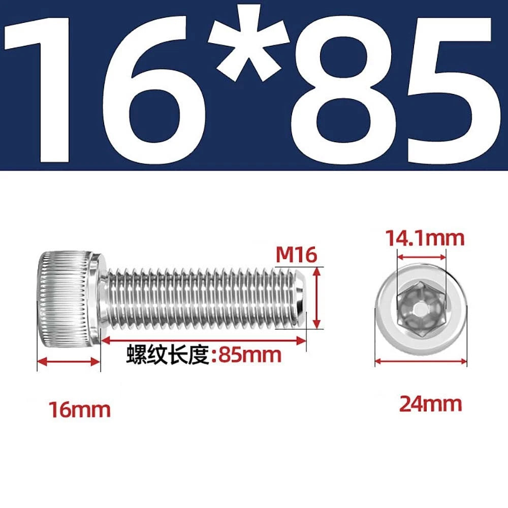 Socket Head Cap Screws – A2 Stainless Steel, M6 to M24, Hex Drive (DIN 912)