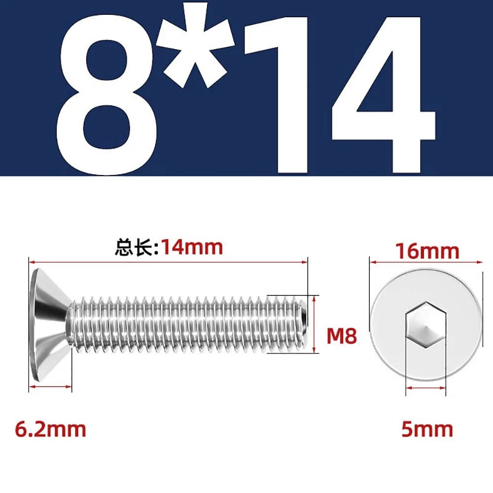 Countersunk Hex Socket Screws – A2 Stainless Steel, M2 to M16, DIN 7991, Fully Threaded