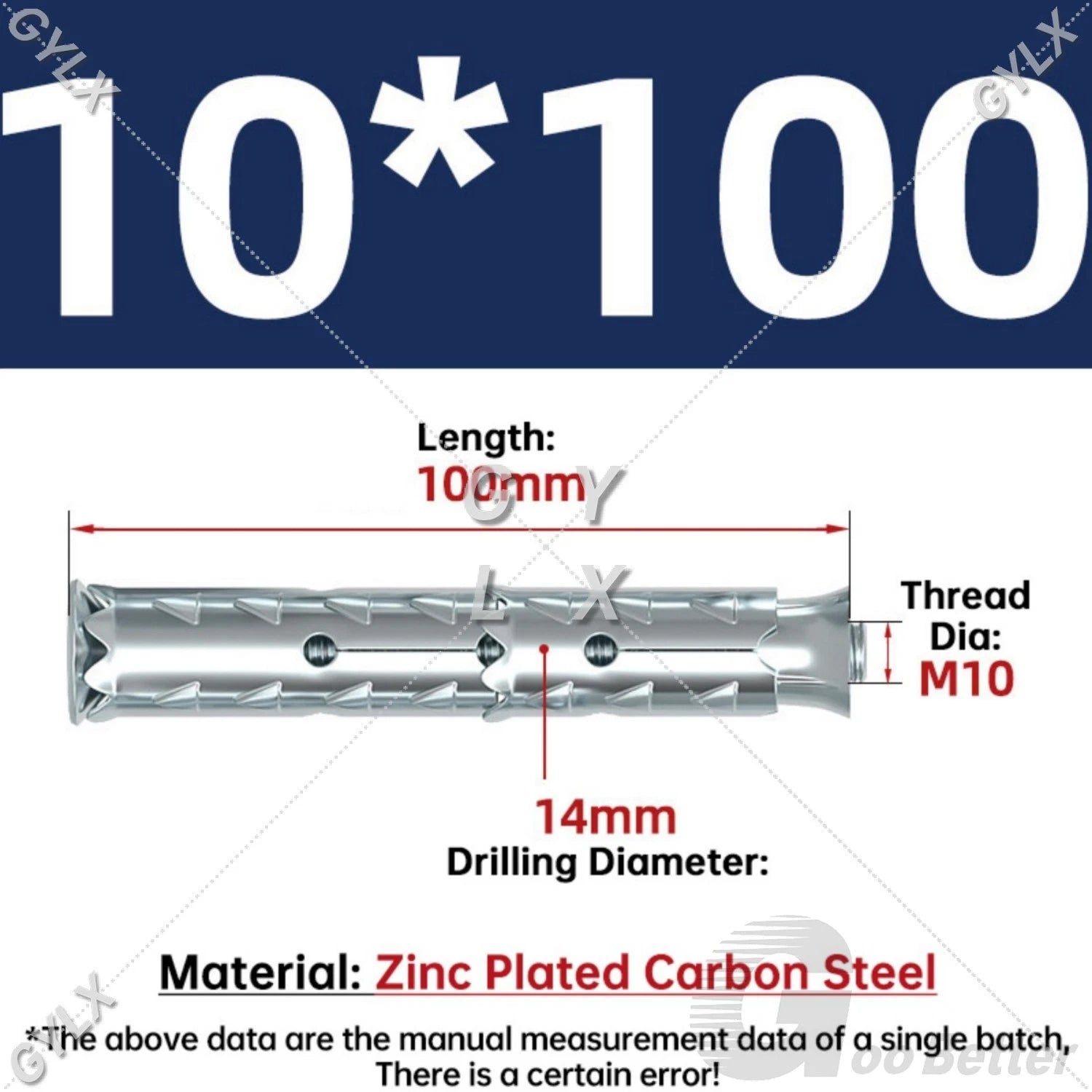 Galvanized Masonry Concrete Expansion Bolts — M6 M8 M10 M12 Wall Anchor Screws