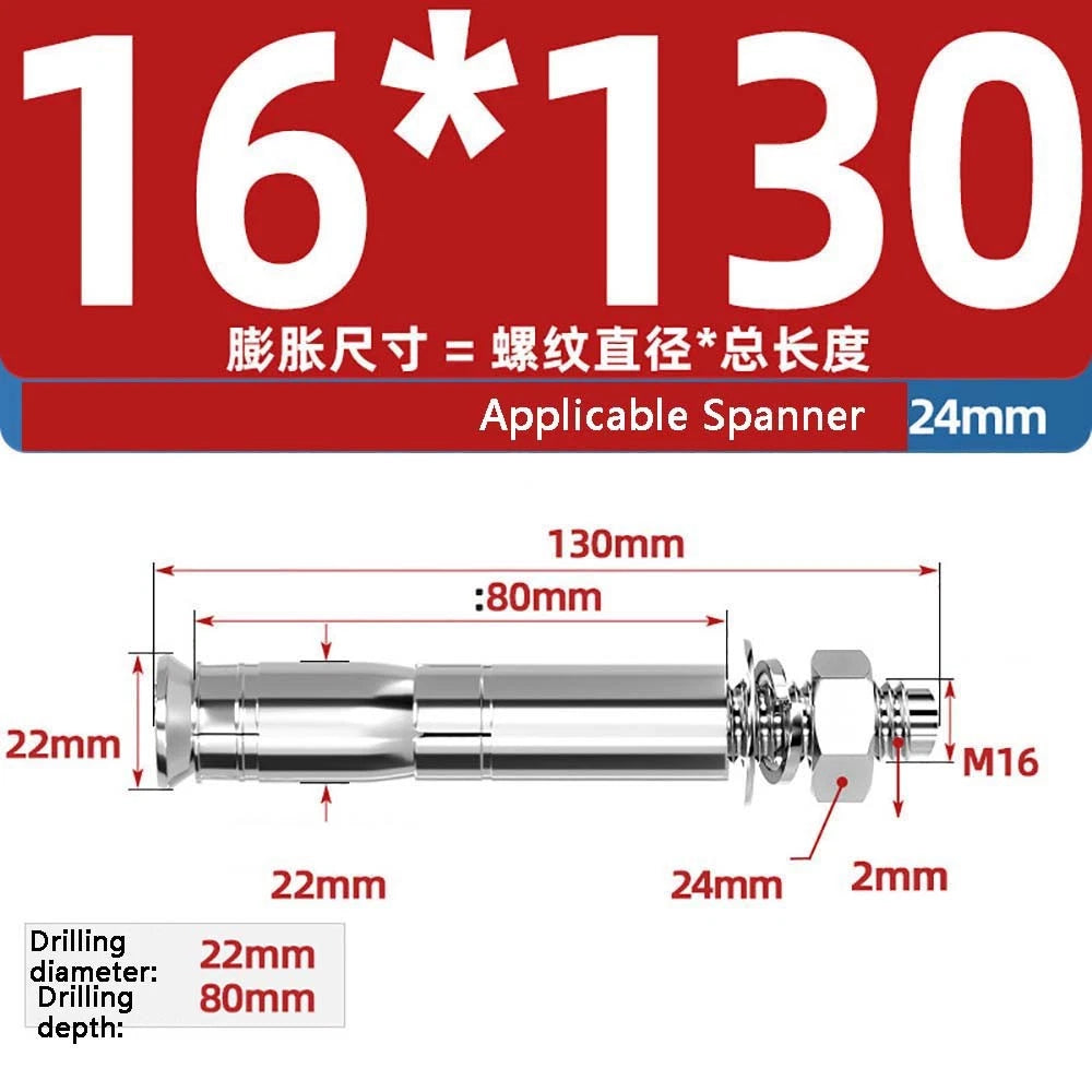 Stainless Steel Expansion Anchor Bolts — M8 to M20, 201 & 304, A/B Type