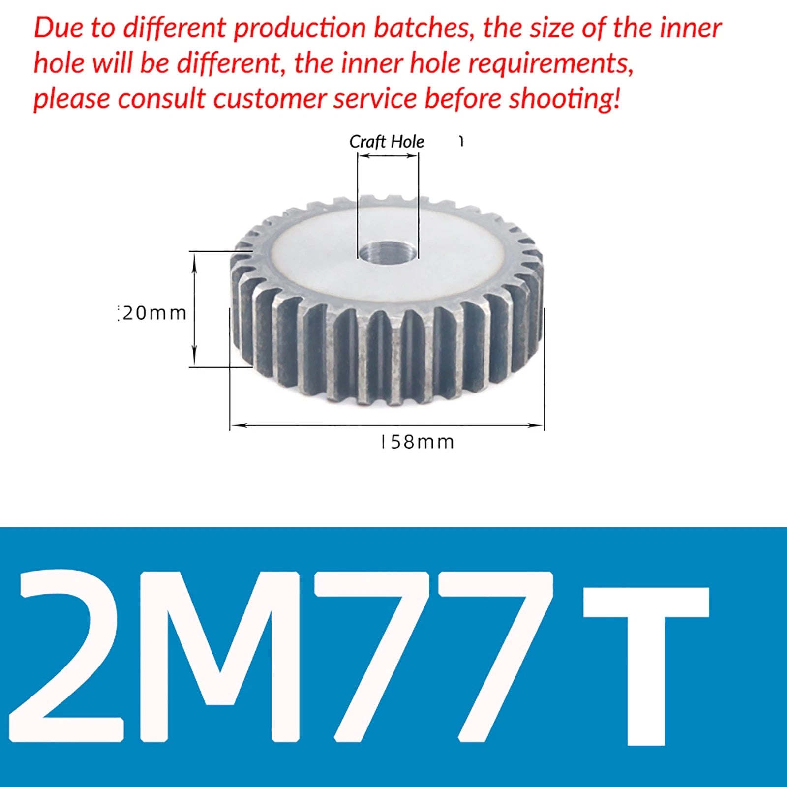 Mod 2 45# Steel Spur Gears Pinion Gear Thickn 20mm 10T - 100T Transmission Gear