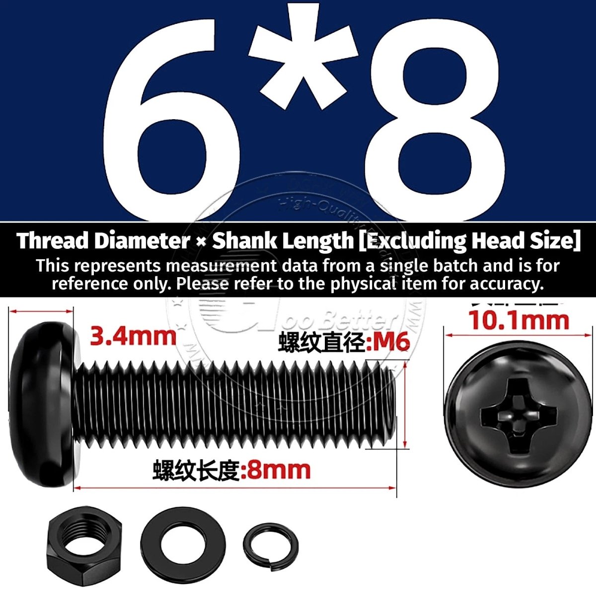 Black Phillips Pan Head Machine Screws with Washers — Metric M2 to M6 - HomeDIYer